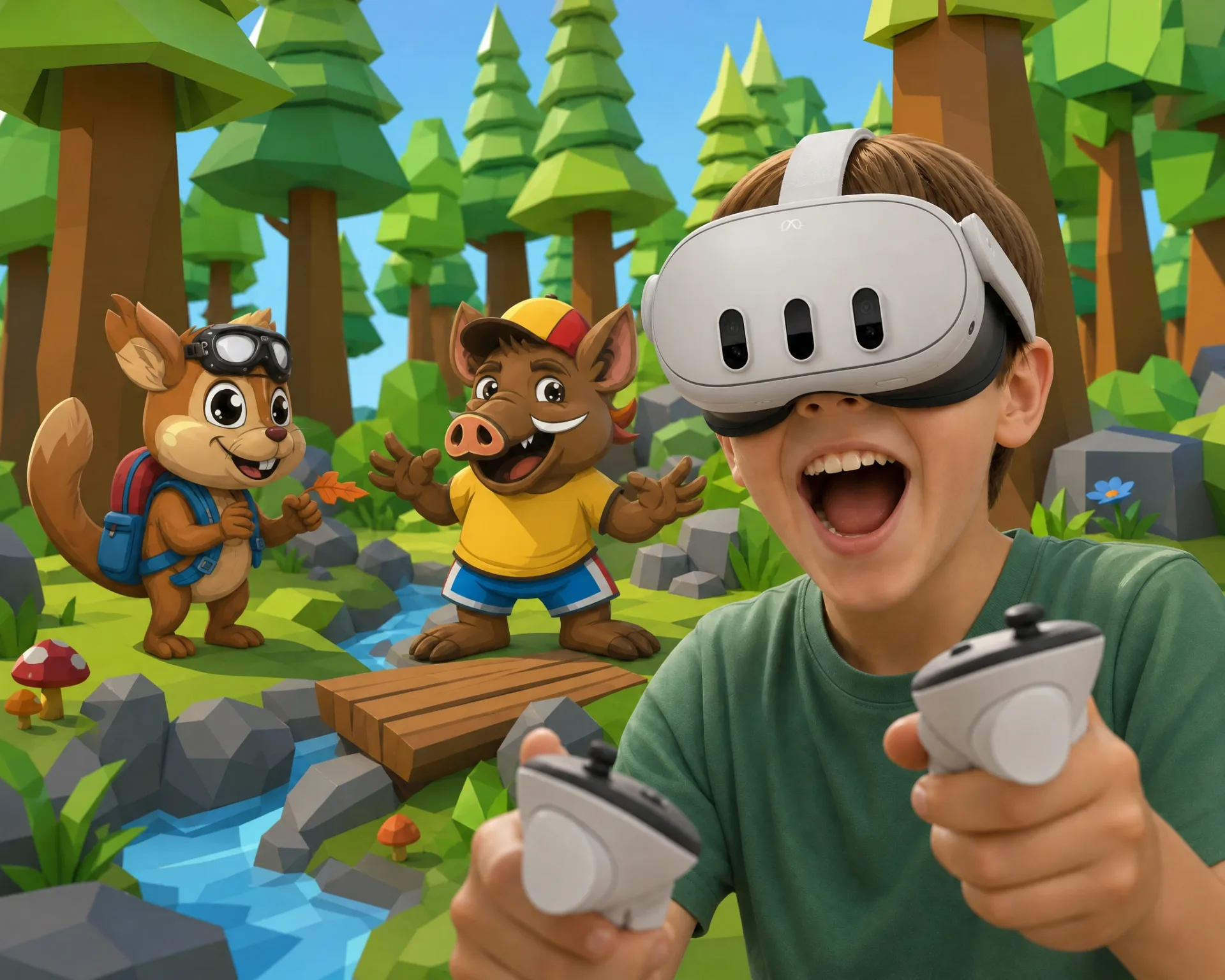 Realidad aumentada, inteligencia artificial y bosque mágico en realidad virtual