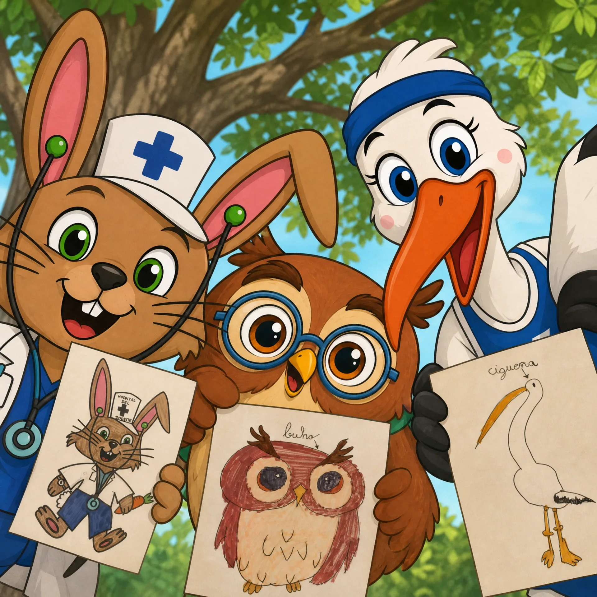 Tres mascotas infantiles dan forma al Bosque Mágico del hospital