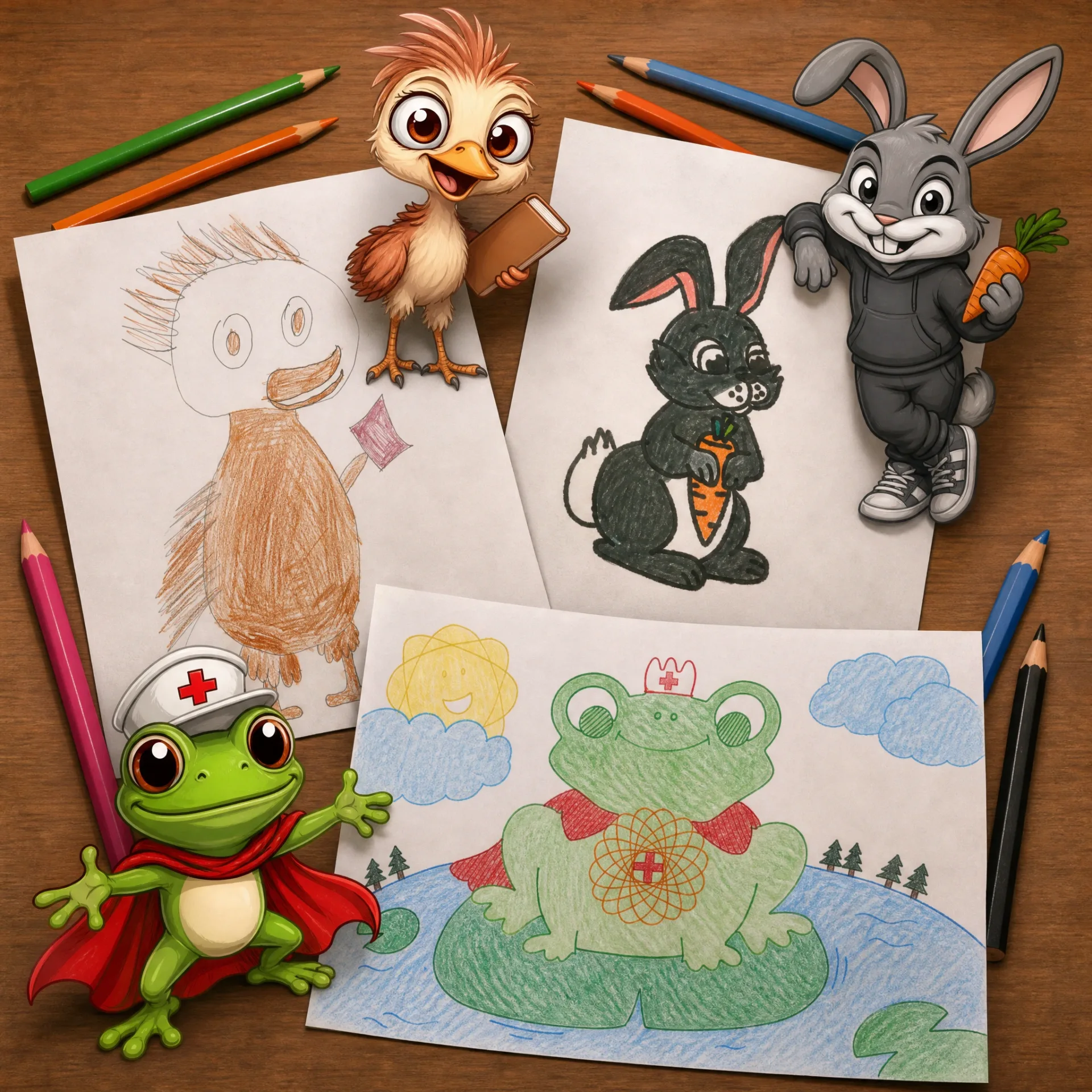 Tres mascotas, cuentos ilustrados y muralismo narrativo para el Bosque Mágico